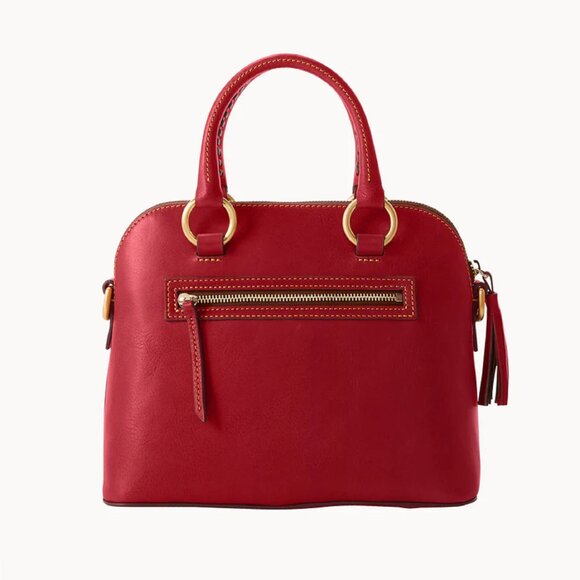 nwt RED Dooney & Bourke Full-Grain Florentine Leather Dome Satchel/Crossbody Bag - Picture 4 of 4